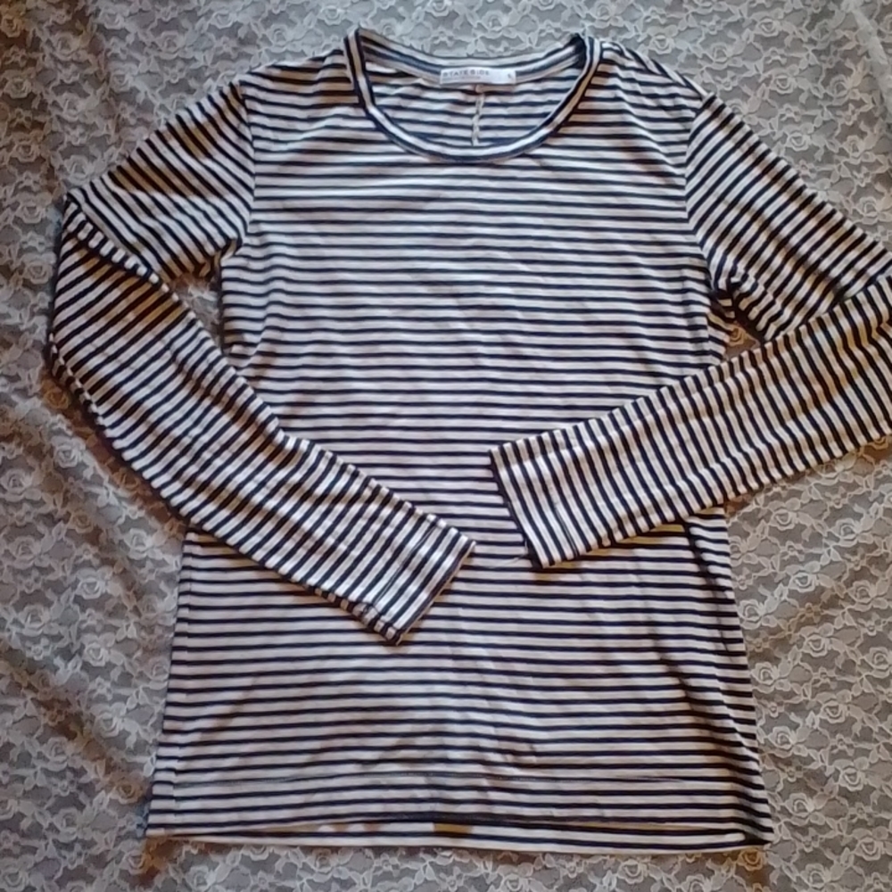Stateside blue/ white stripes Tee long sleeve size small